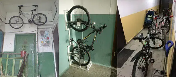 polkupyörien säilytys eteishuoneessa